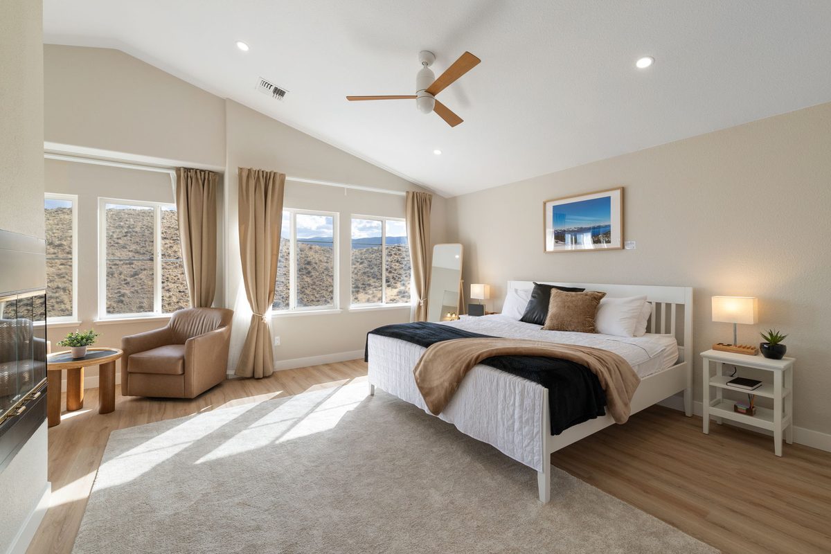 Primary bedroom with king bed